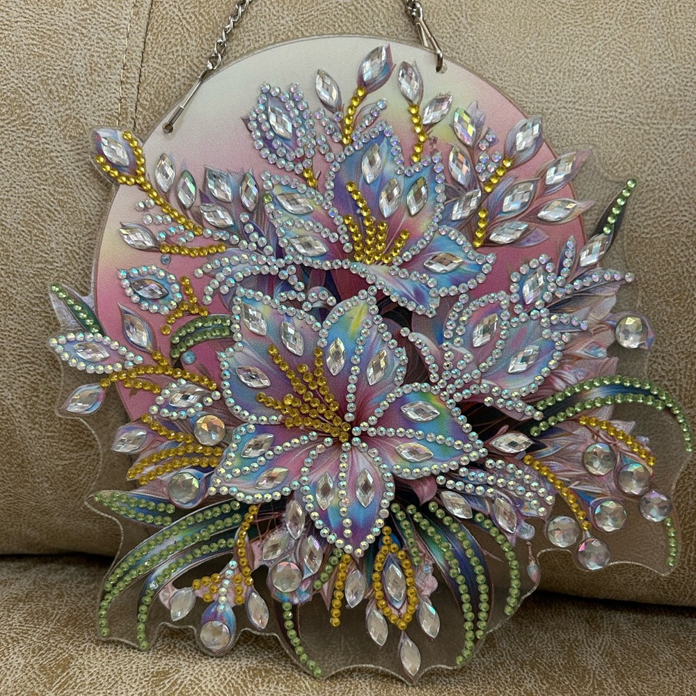 Floral Crystal Wall Decor - Multicolor.    White